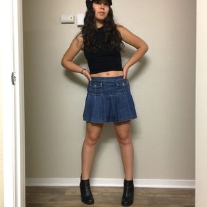 Y2K Juicy Couture pleated front denim skirt